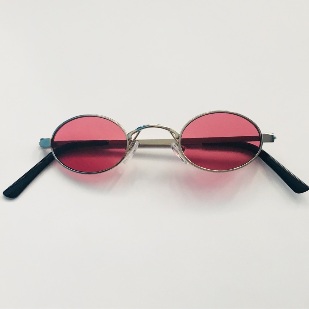 Blood Red 90s Vintage Mini Oval Sunglasses